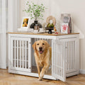 48" XXL White Wooden Dog Crate Furniture D85566