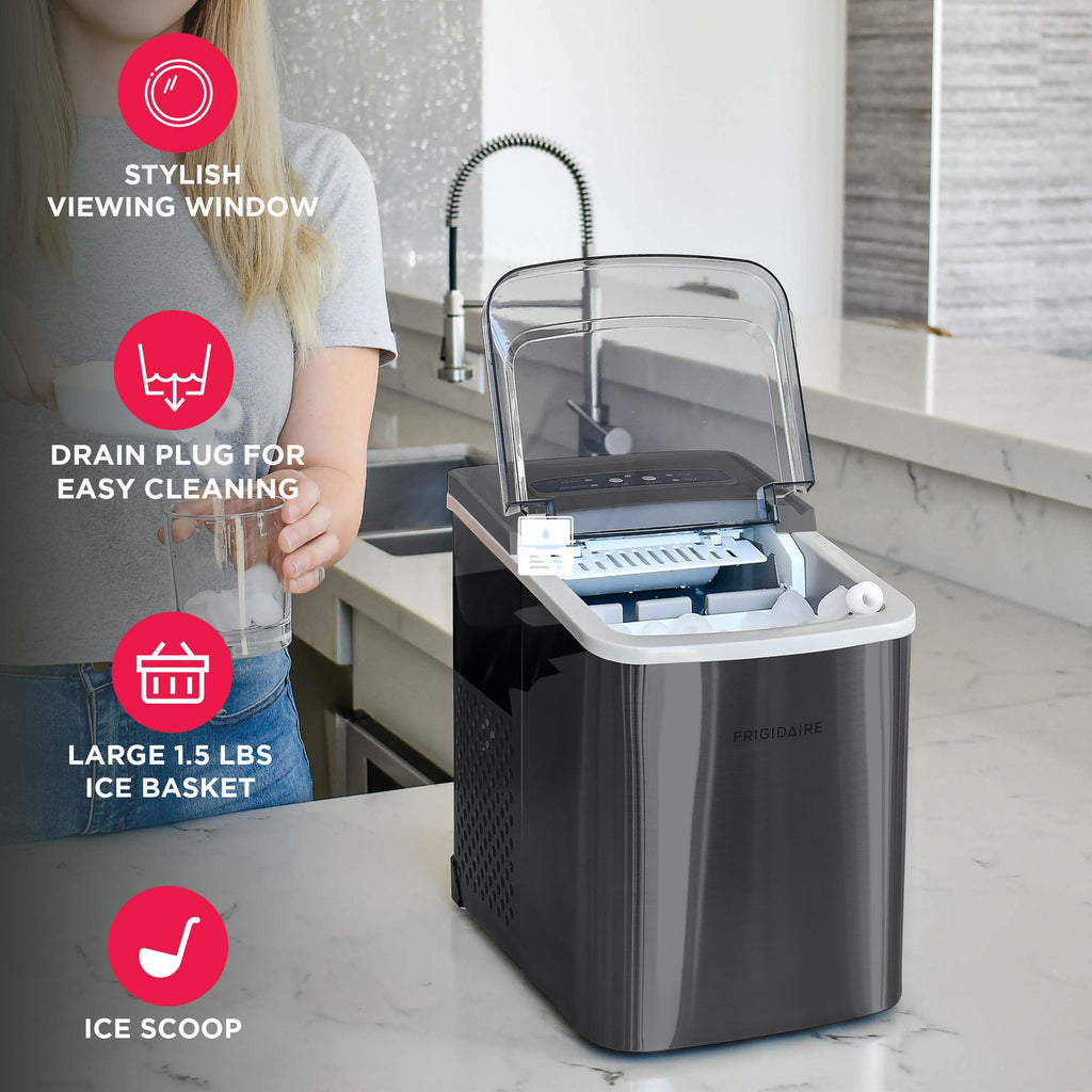 Portable 26 lb per Day Bullet Ice Maker Machine Black Stainless Steel B865146