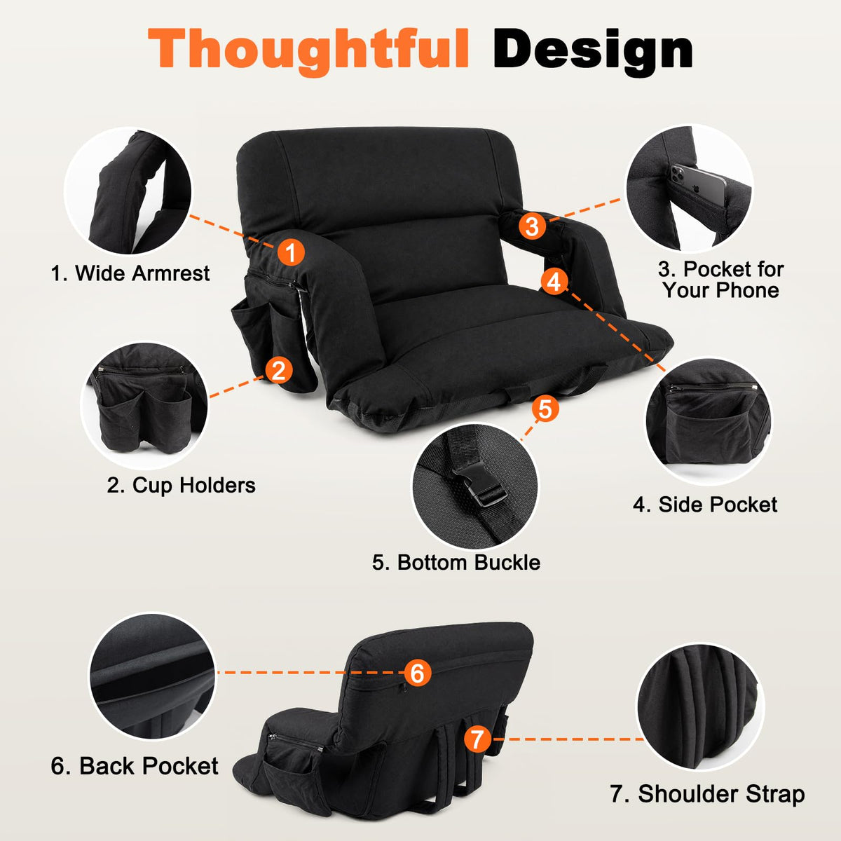 26" Extra Wide Stadium Seats with Back Support E5756