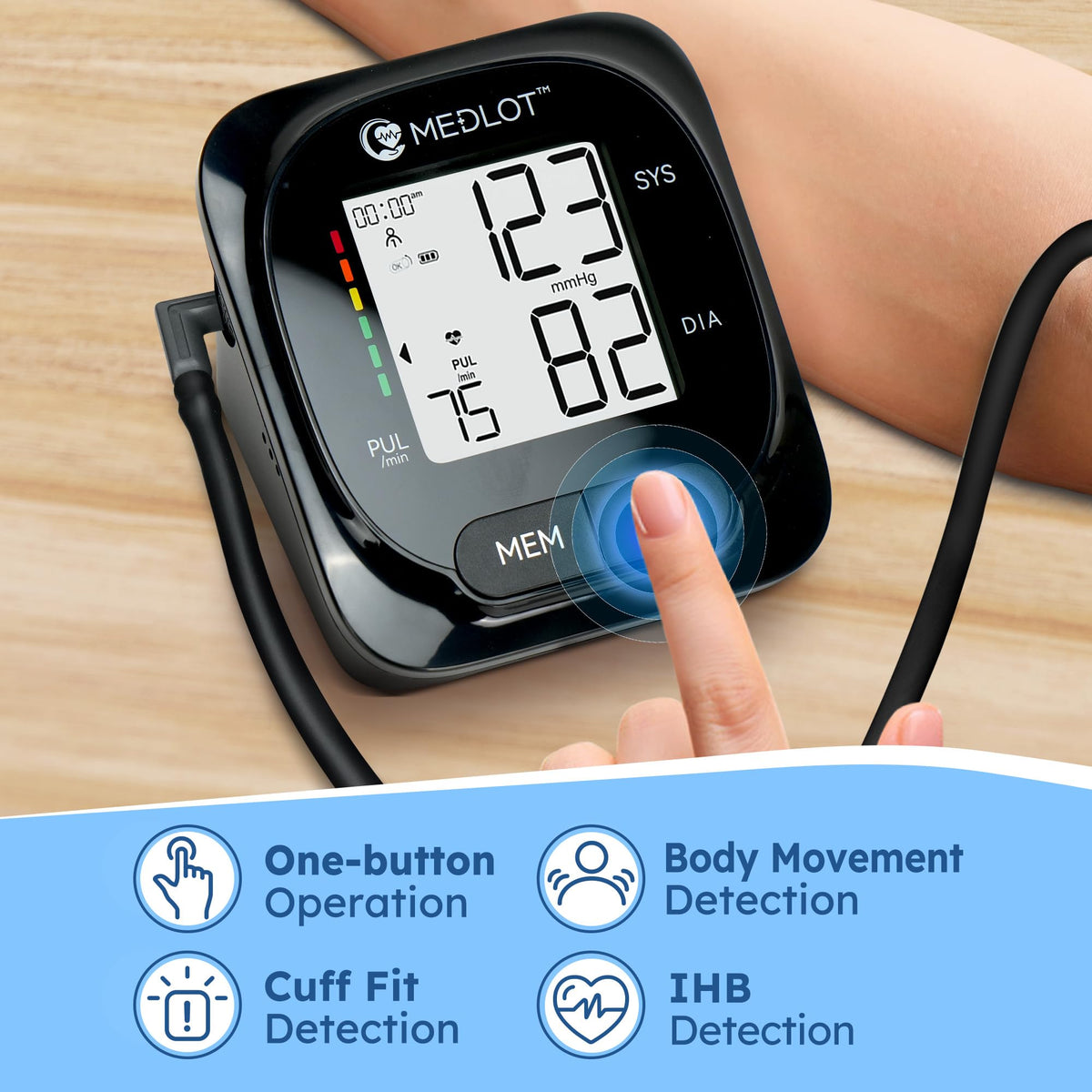 Automatic Upper Arm Blood Pressure Monitor with Adapter and Storage Bag X274