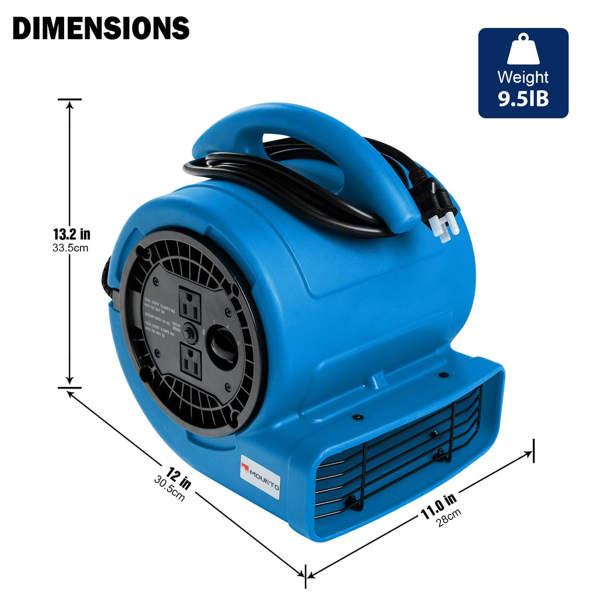 1/5hp 800cfm 3-Speed Air Mover Blower Fan with Dual Outlet A5744