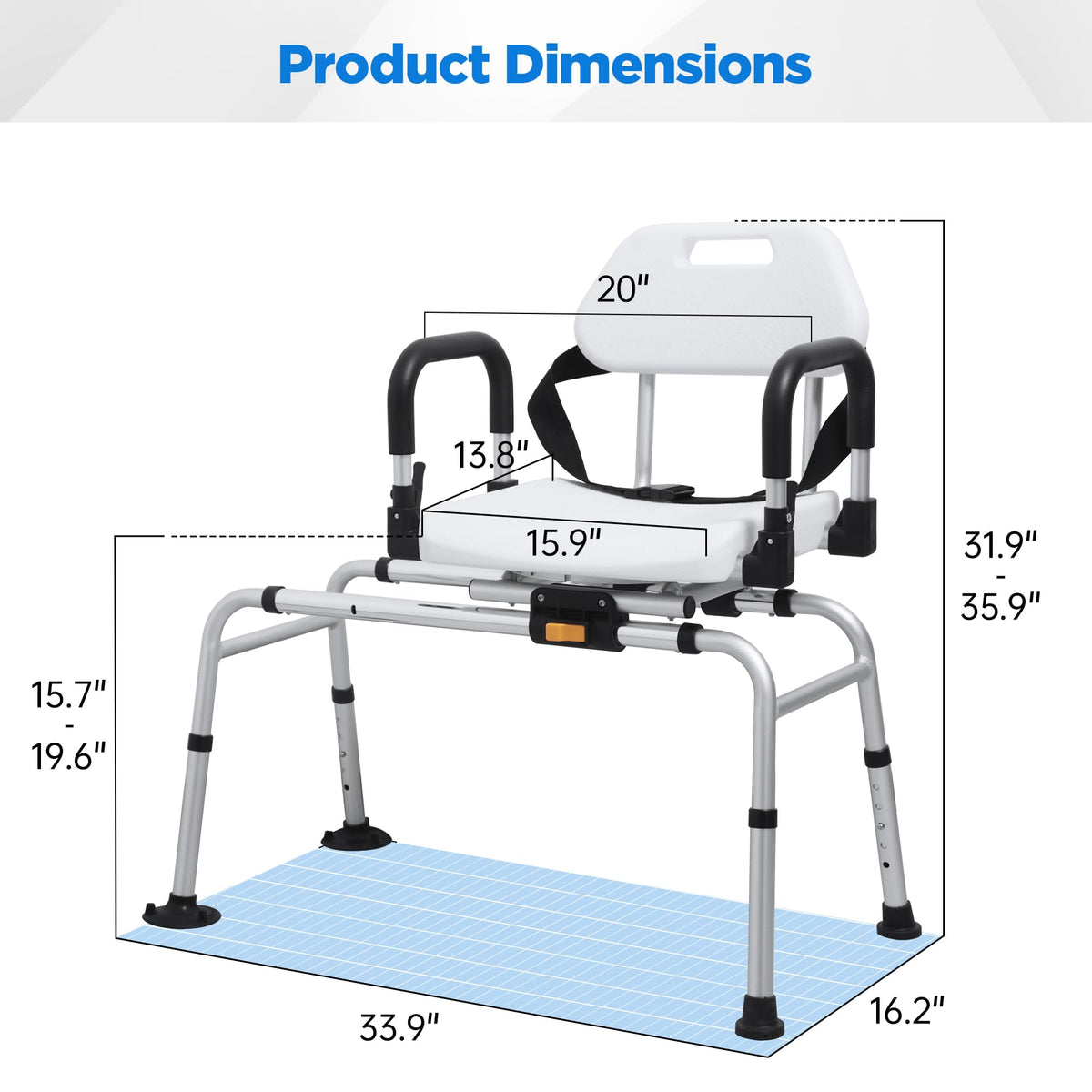 Sliding Shower Chair Tub Transfer Bench with Swivel Seat C953