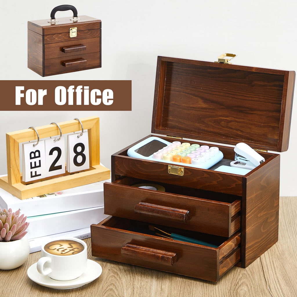11 Inch Wooden Tool Box with 2 Drawers F71532