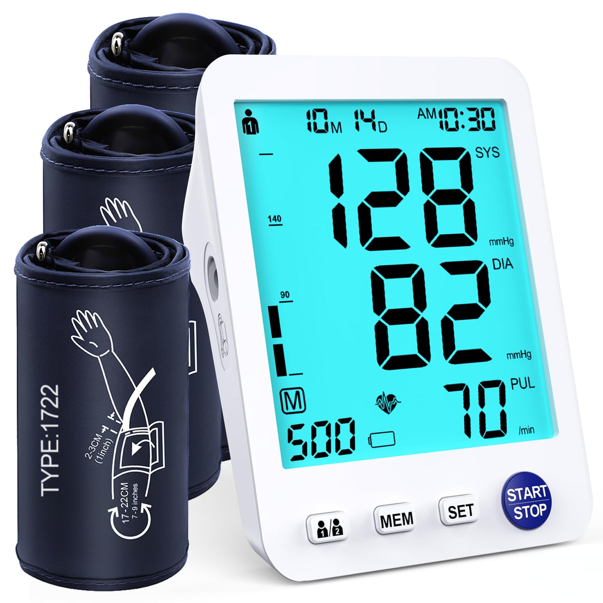 Electronic Blood Pressure Monitor 3 Size Cuffs N35121
