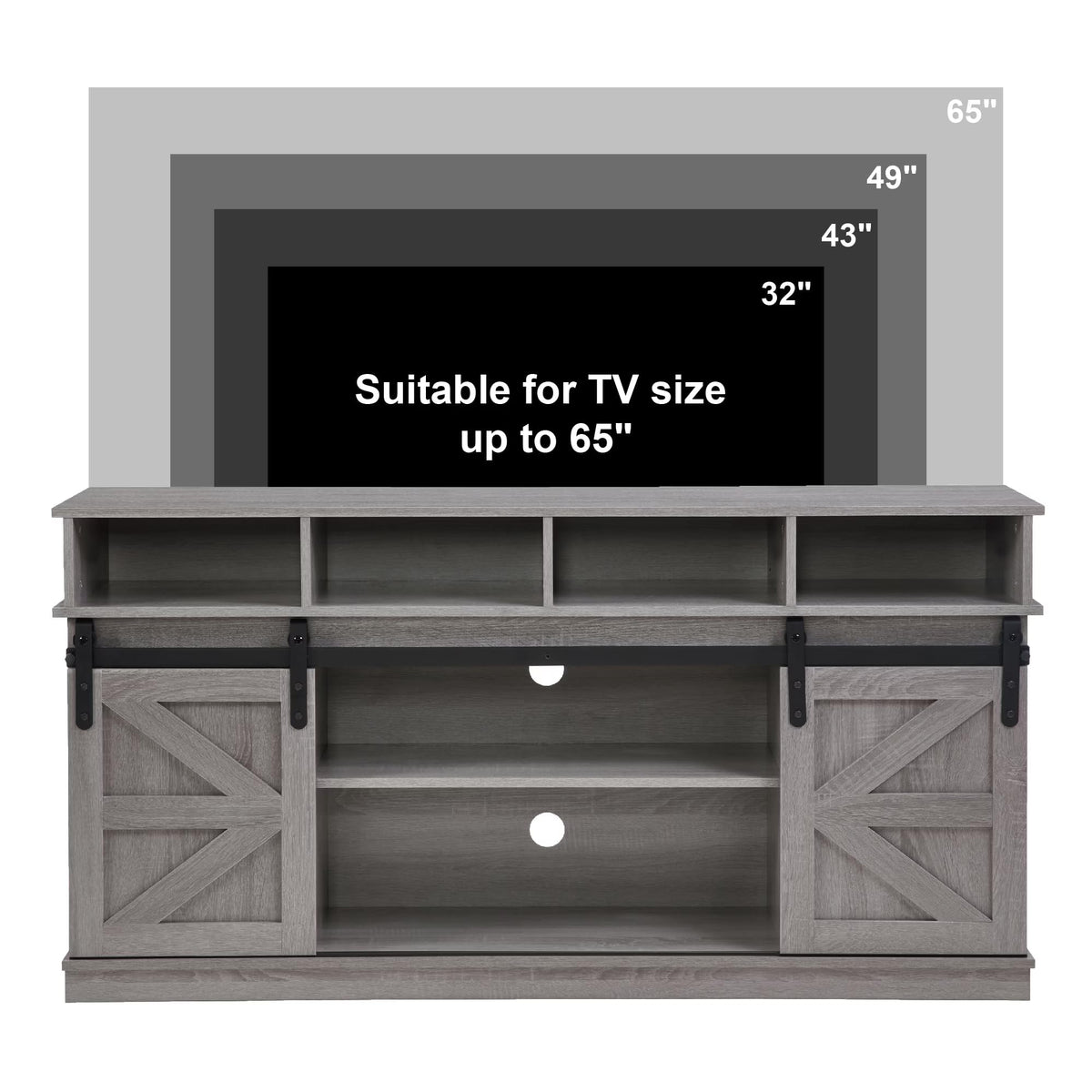 Grey Wood TV Stand with Sliding Barn Door K700