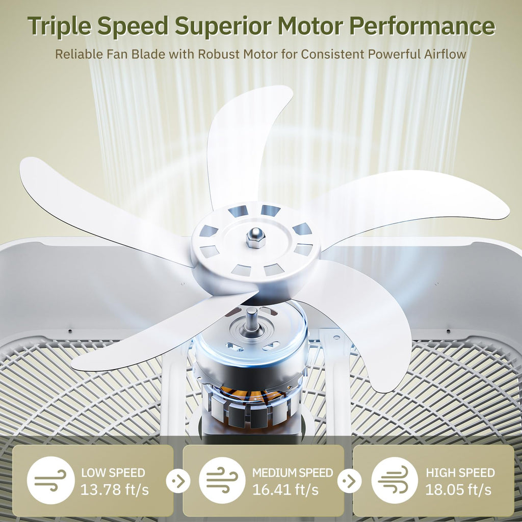 20” 3-Speed Box Fan with Carry Handle, White I12408