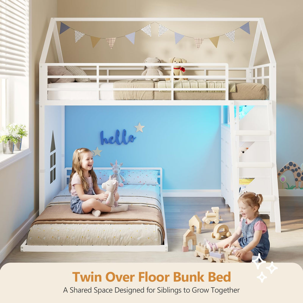 Twin Over Twin Bunk Bed with 6 Storage Drawers H579