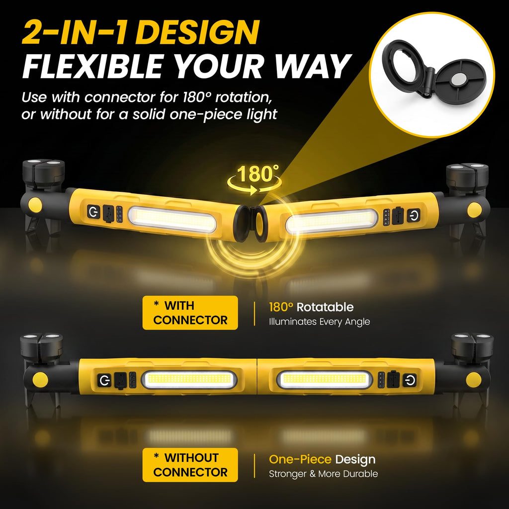 Magnetic Rechargeable LED Work Light with Detachable Dual Light Bars X407538
