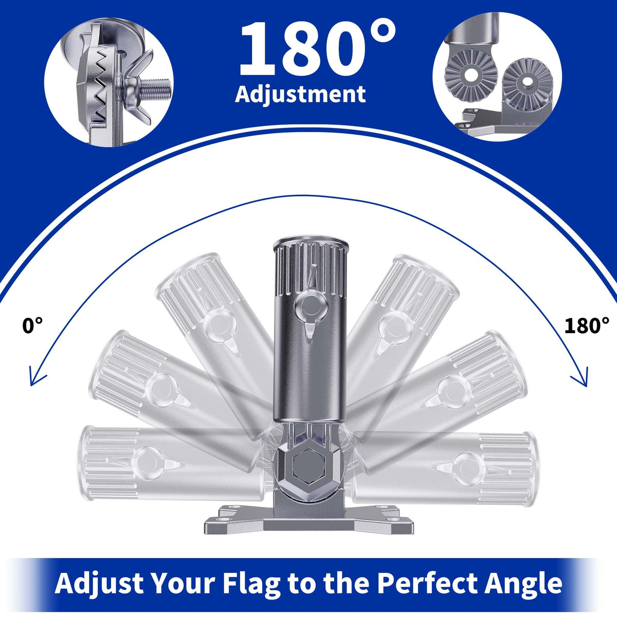 Flag Pole Holder, 316 Stainless Steel, 180° Adjustable M516200