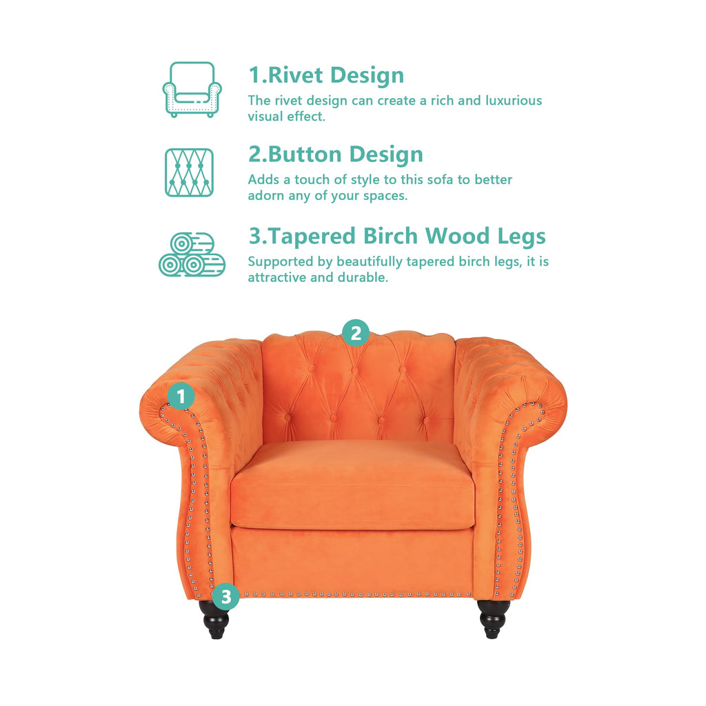 Orange Velvet Tufted Accent Chair G69610