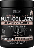 Multi Collagen Protein Peptides Powder Types I II III V X Unflavored 45 Servings S43580