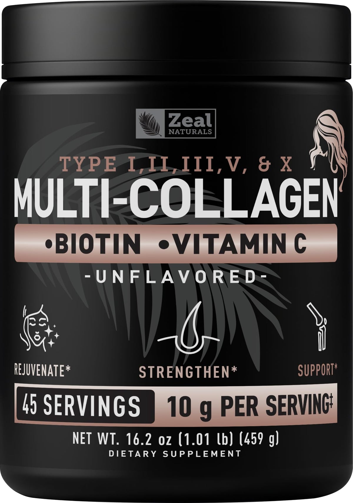 Multi Collagen Protein Peptides Powder Types I II III V X Unflavored 45 Servings S43580