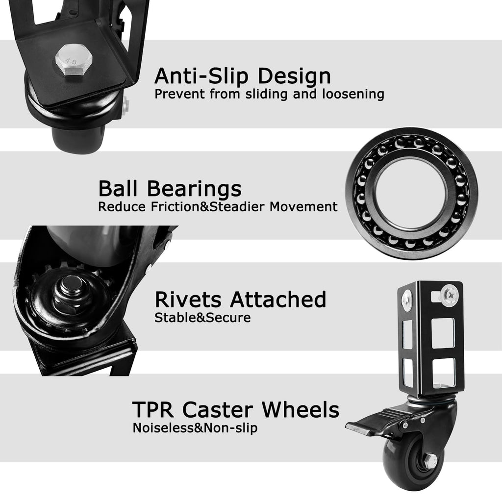 3" Heavy Duty Locking Caster Wheels 4PCS Black E892634