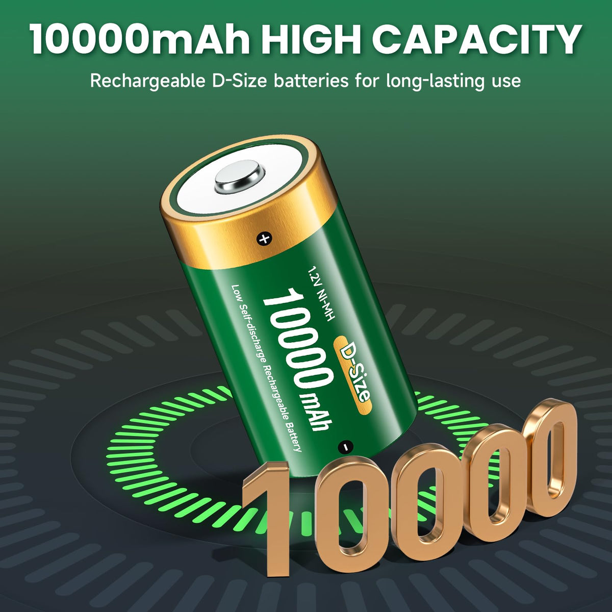 10000mAh Rechargeable D Batteries 6 Counts and Universal Battery Charger B891824