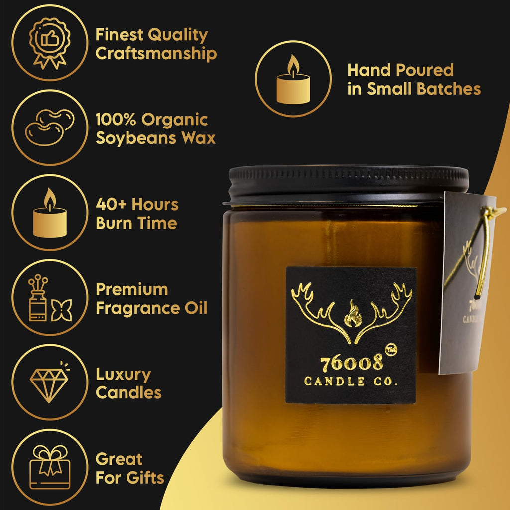 Soy Candle with Wood Wick in Amber Glass Jar X590