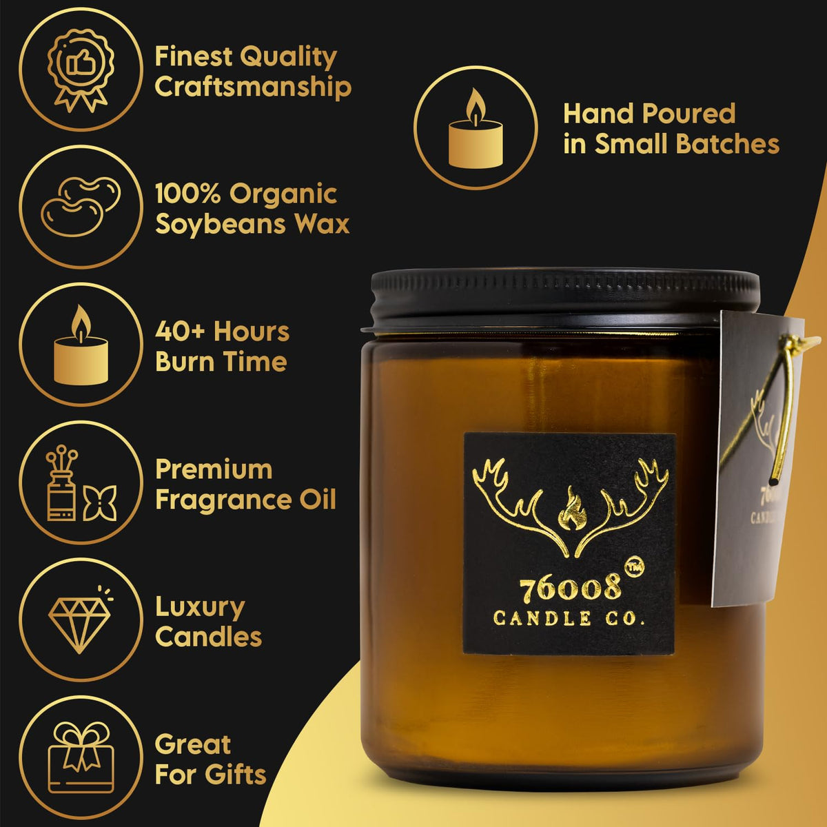 Soy Candle with Wood Wick in Amber Glass Jar X590