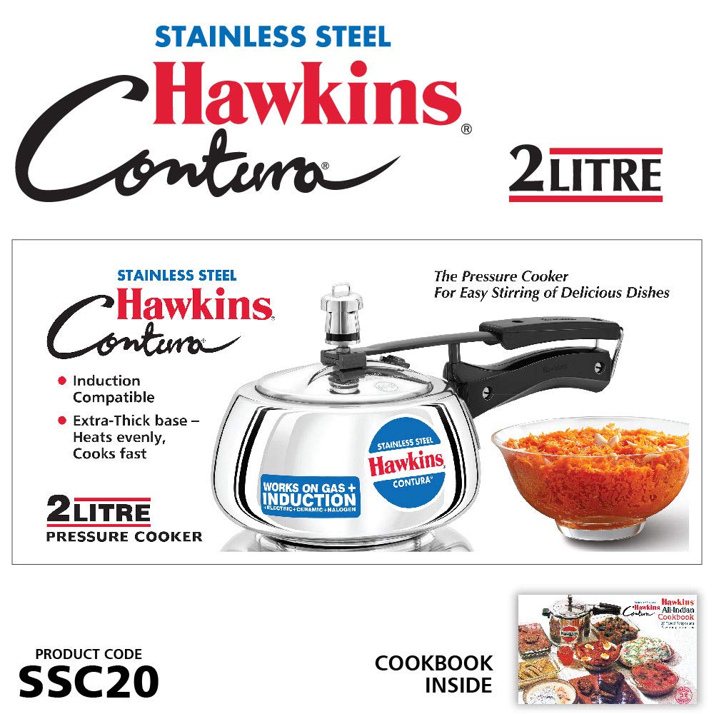 Stainless Steel Pressure Cooker, 2 Liter, Silver K618755