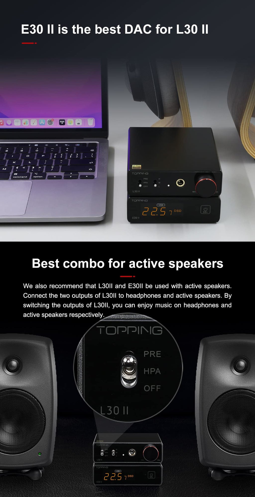 Topping E30 II DAC Preamp Audio Decoder + Topping L30II NFCA Linear Headphone Amp I464029