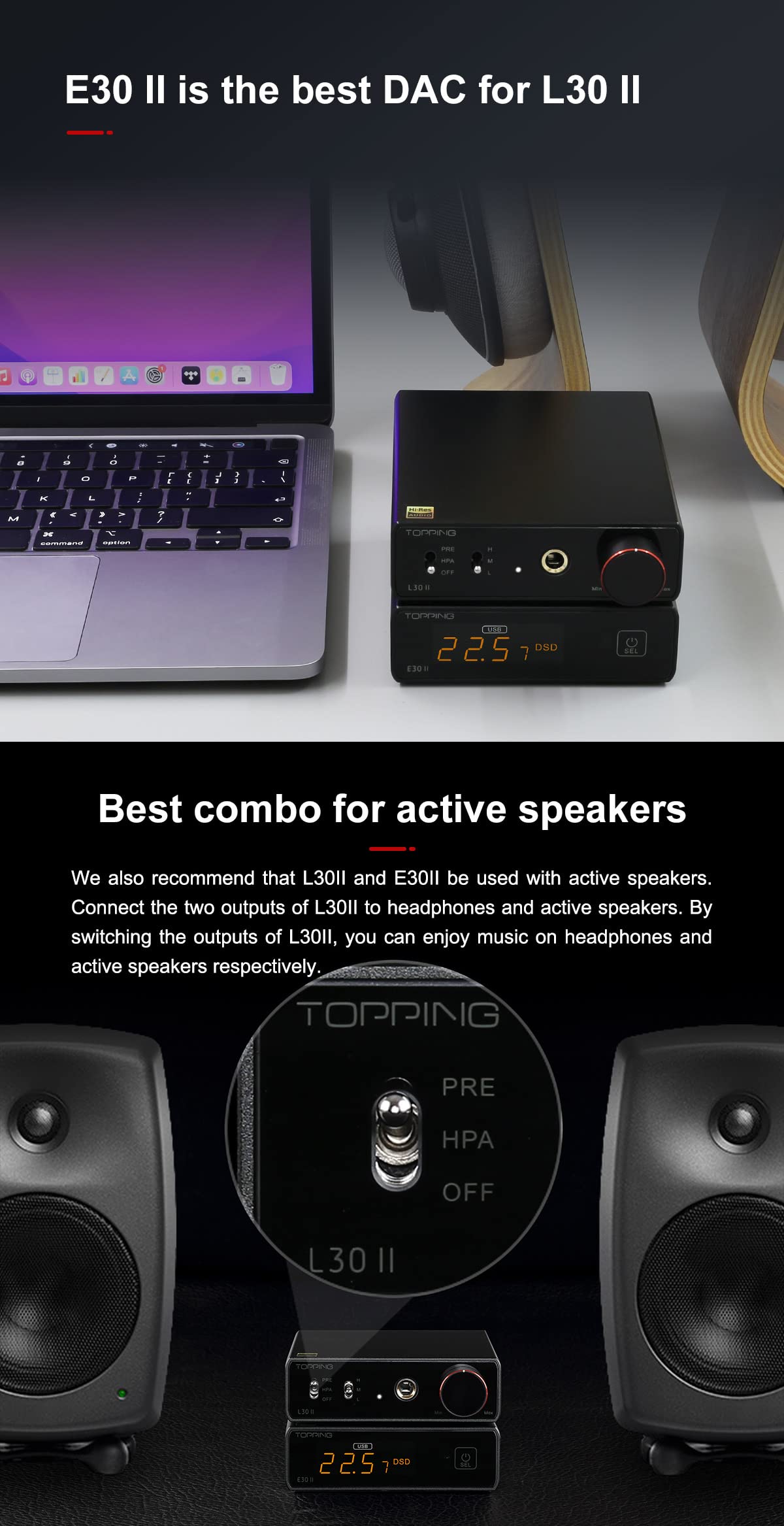 Topping E30 II DAC Preamp Audio Decoder + Topping L30II NFCA Linear Headphone Amp I464029