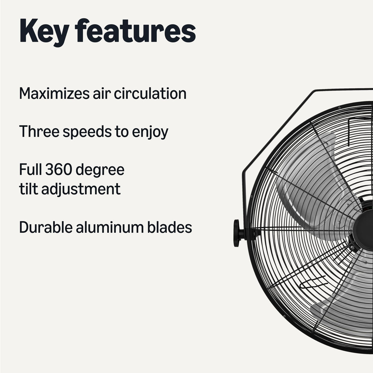 18" Indoor Wall-Mounted Industrial Fan with Three Speeds E33216