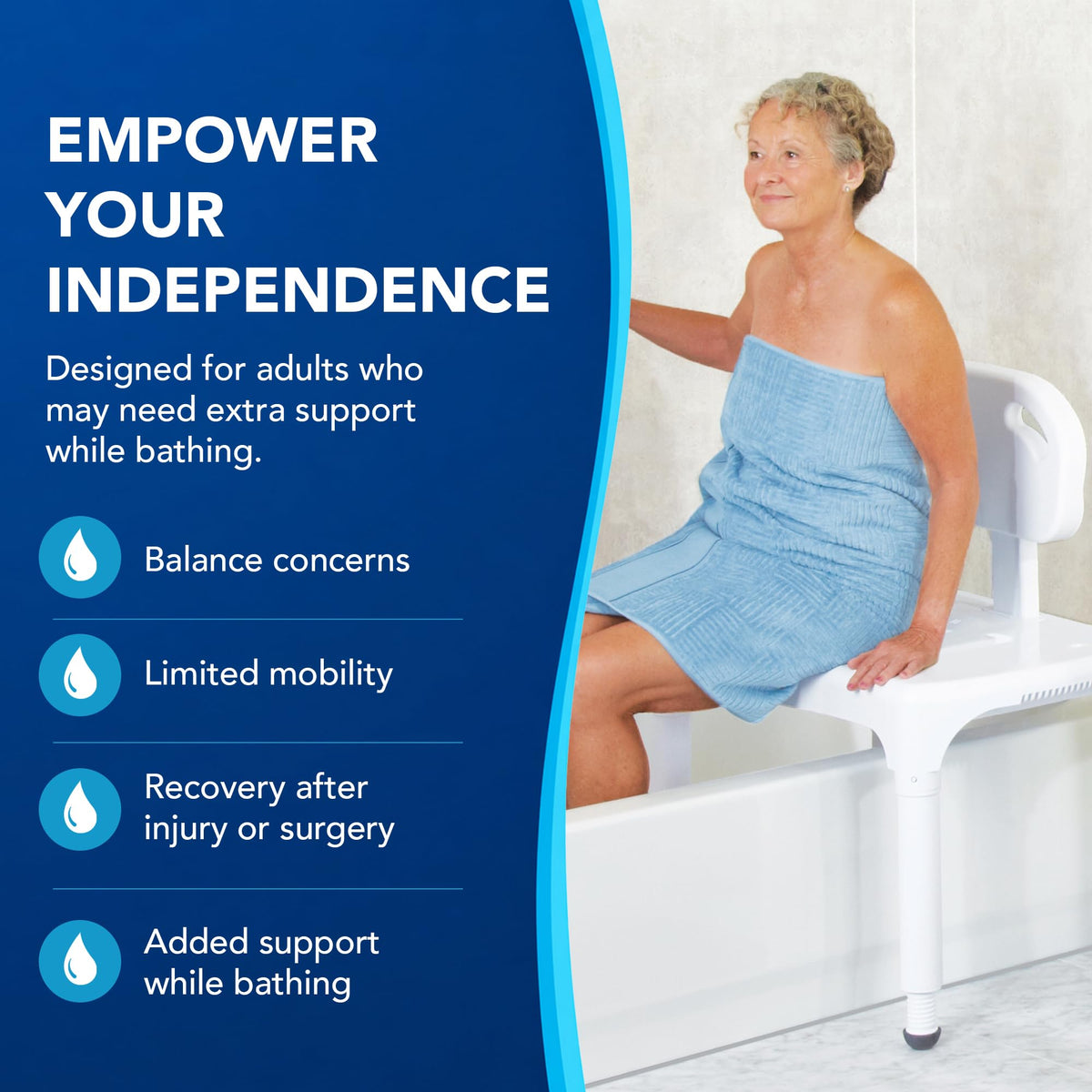 Bath Transfer Bench with Backrest and Adjustable Legs Y50055