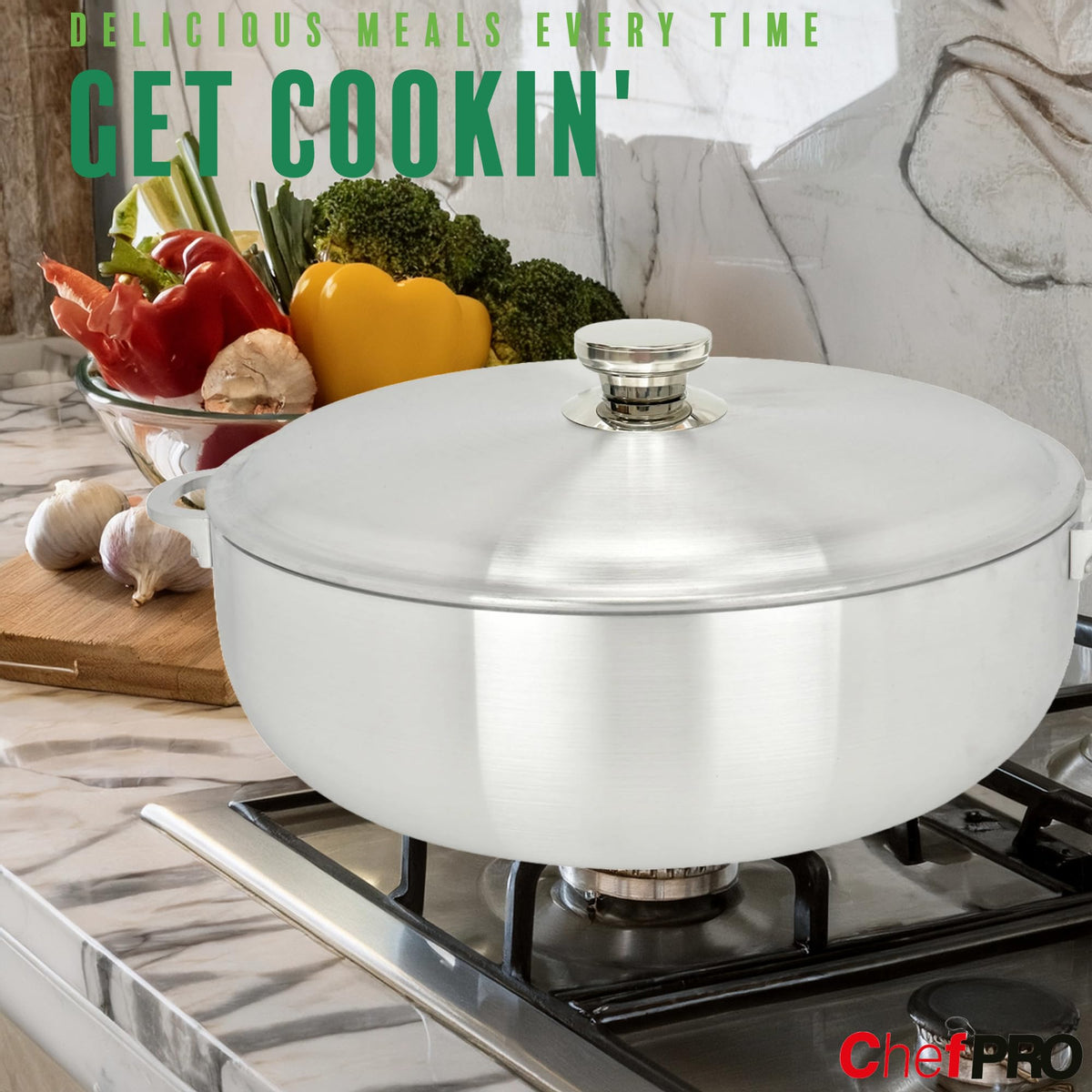 Aluminum Stock Pot with Riveted Handles 13.3 Quart V87915
