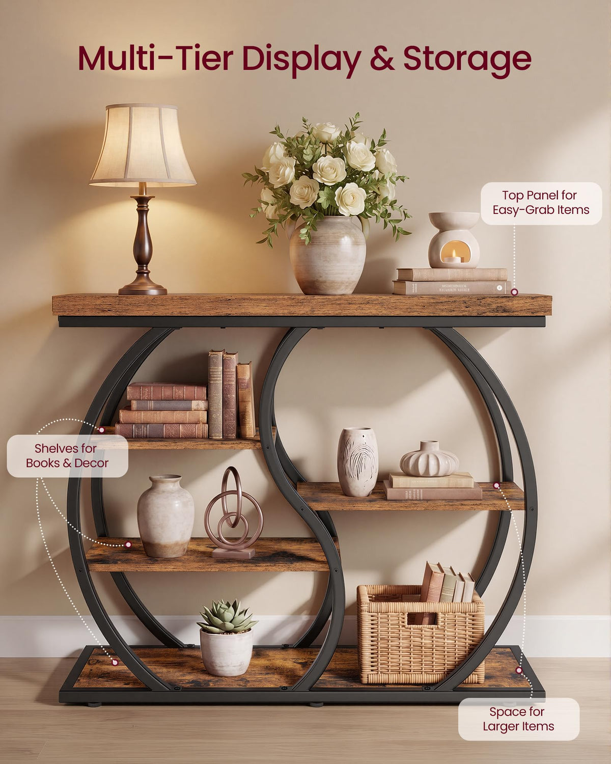 39.4 Inchs 5-Tier Narrow Console Table B273