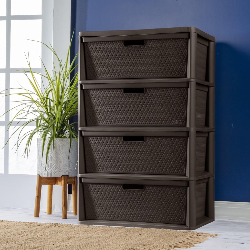 Gray Plastic 3-Drawer Storage Tower with Bins Q5436