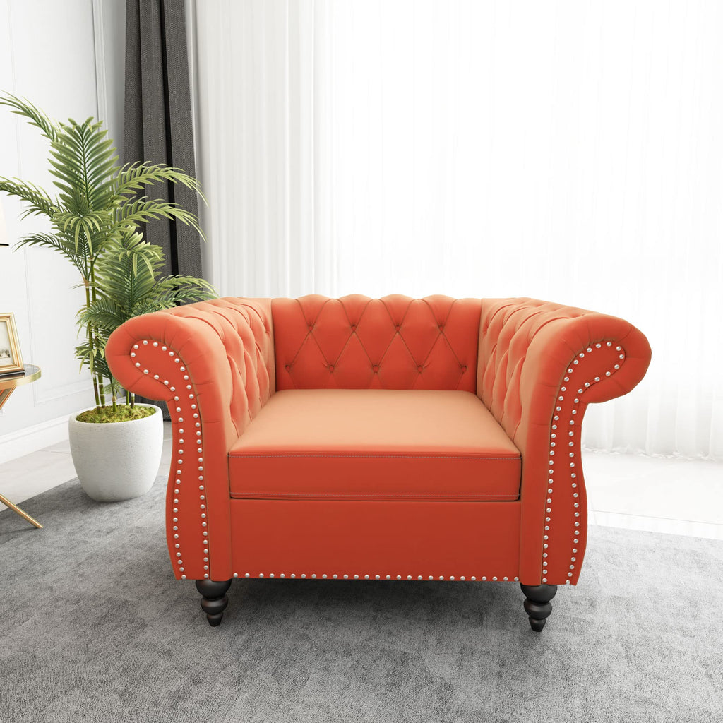 Orange Velvet Tufted Accent Chair G69610