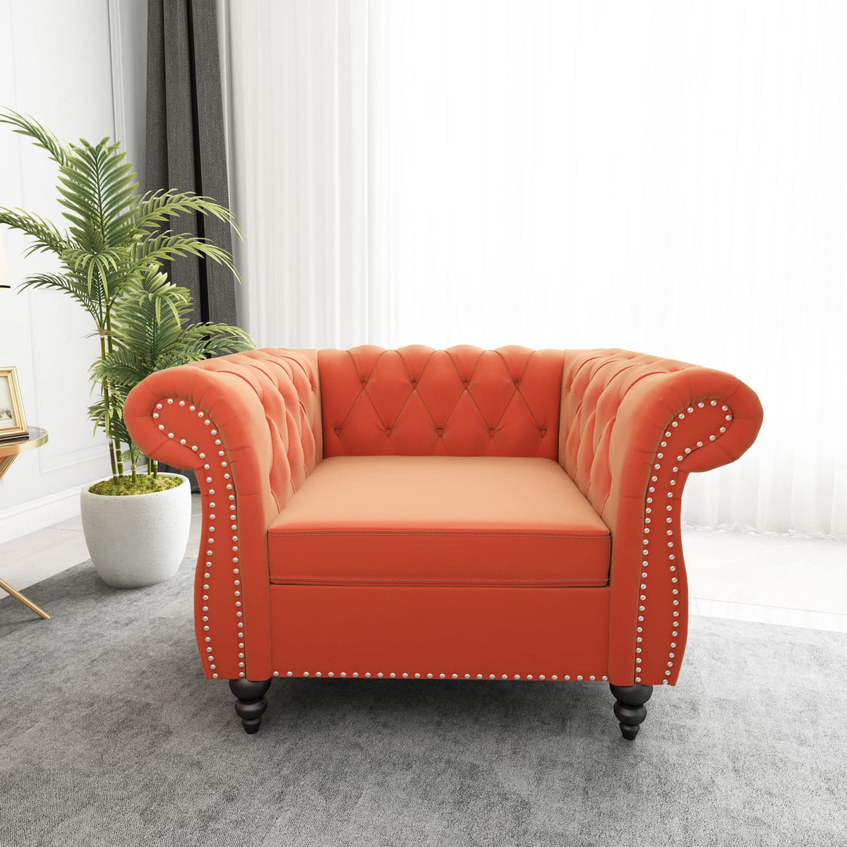 Orange Velvet Tufted Accent Chair G69610