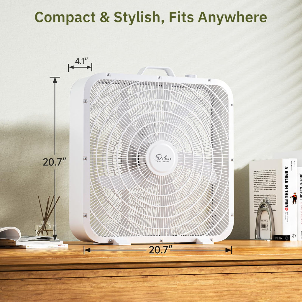 20” 3-Speed Box Fan with Carry Handle, White I12408