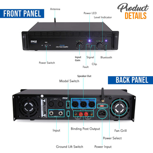 1000 Watt 2-Channel Bluetooth Power Amplifier X63564