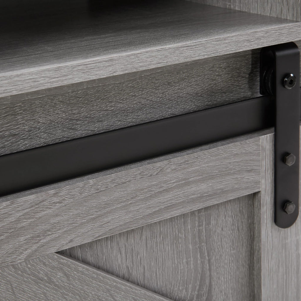 Grey Wood TV Stand with Sliding Barn Door K700