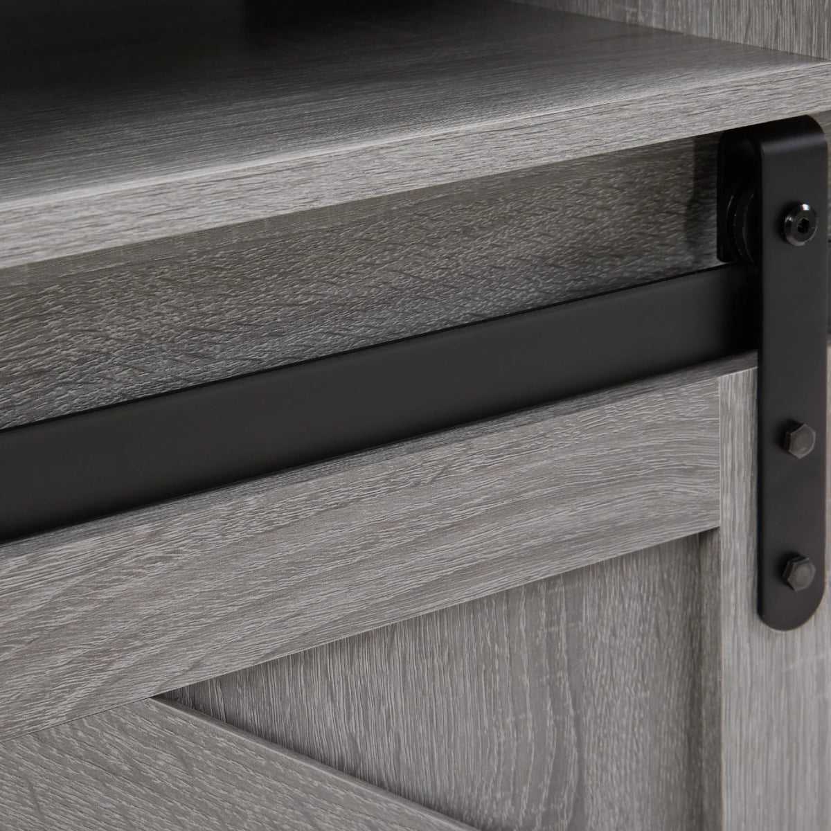 Grey Wood TV Stand with Sliding Barn Door K700