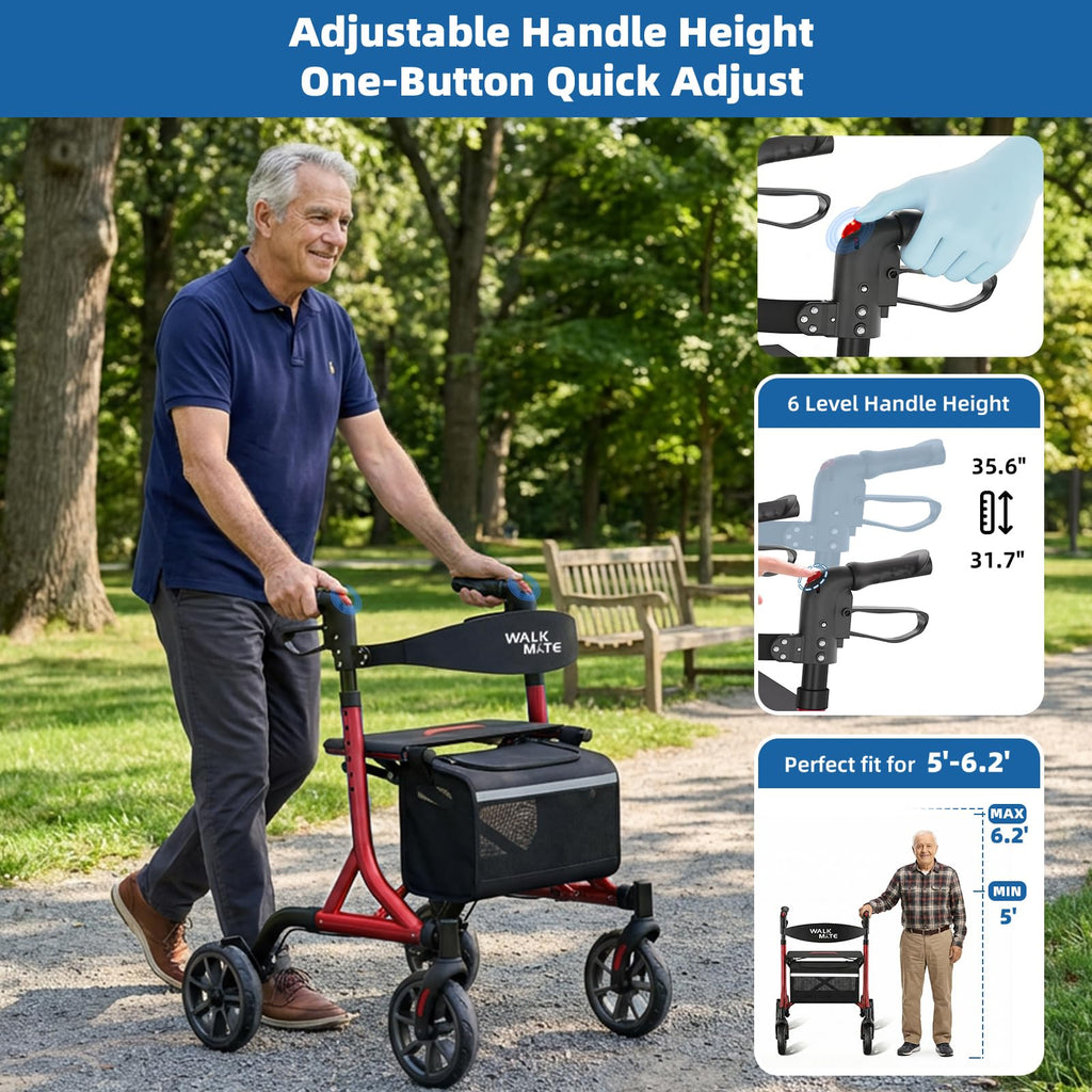 Lightweight Foldable Rollator Walker with Seat I777753
