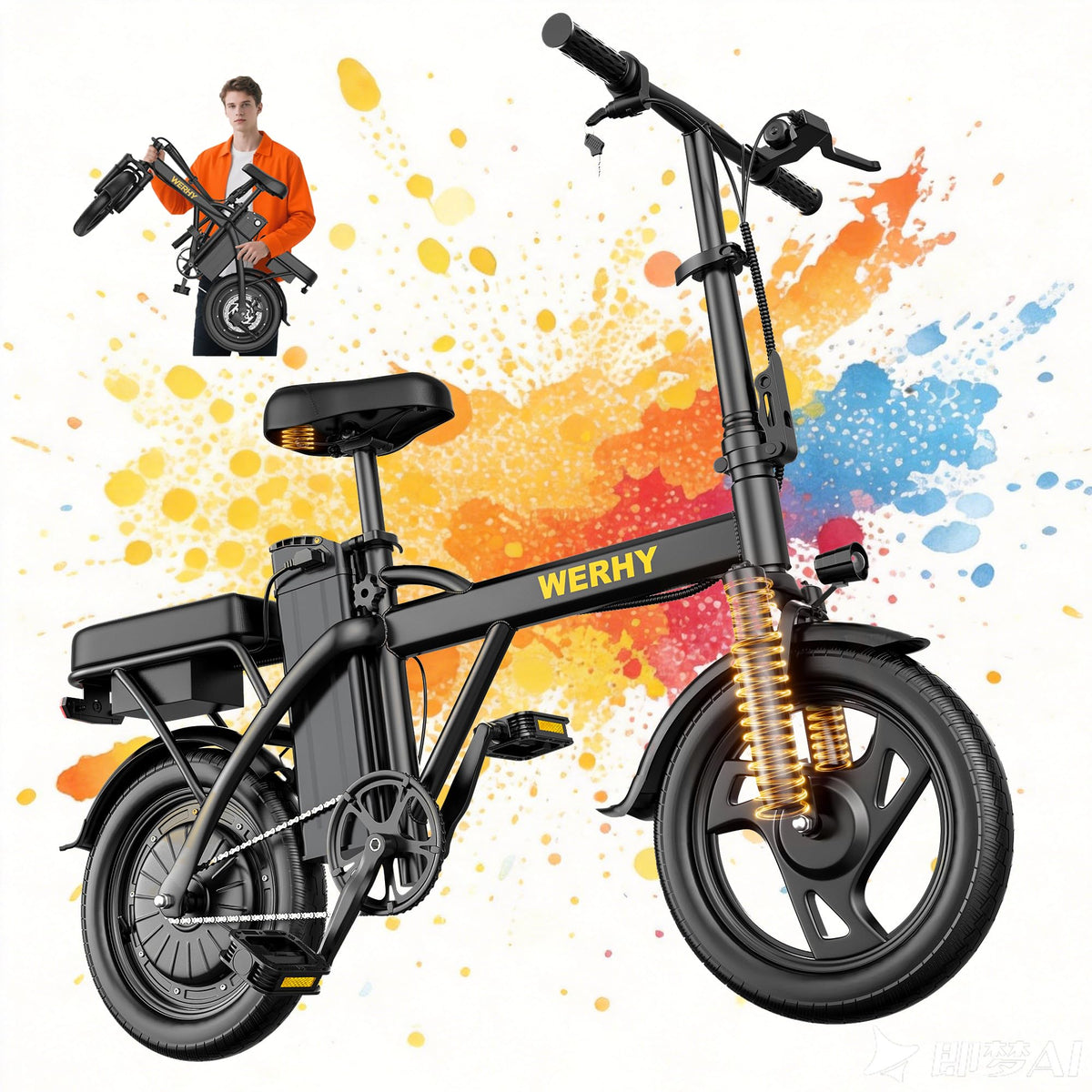 750W Peak Foldable Electric Bike with 48V Removable Battery S10867