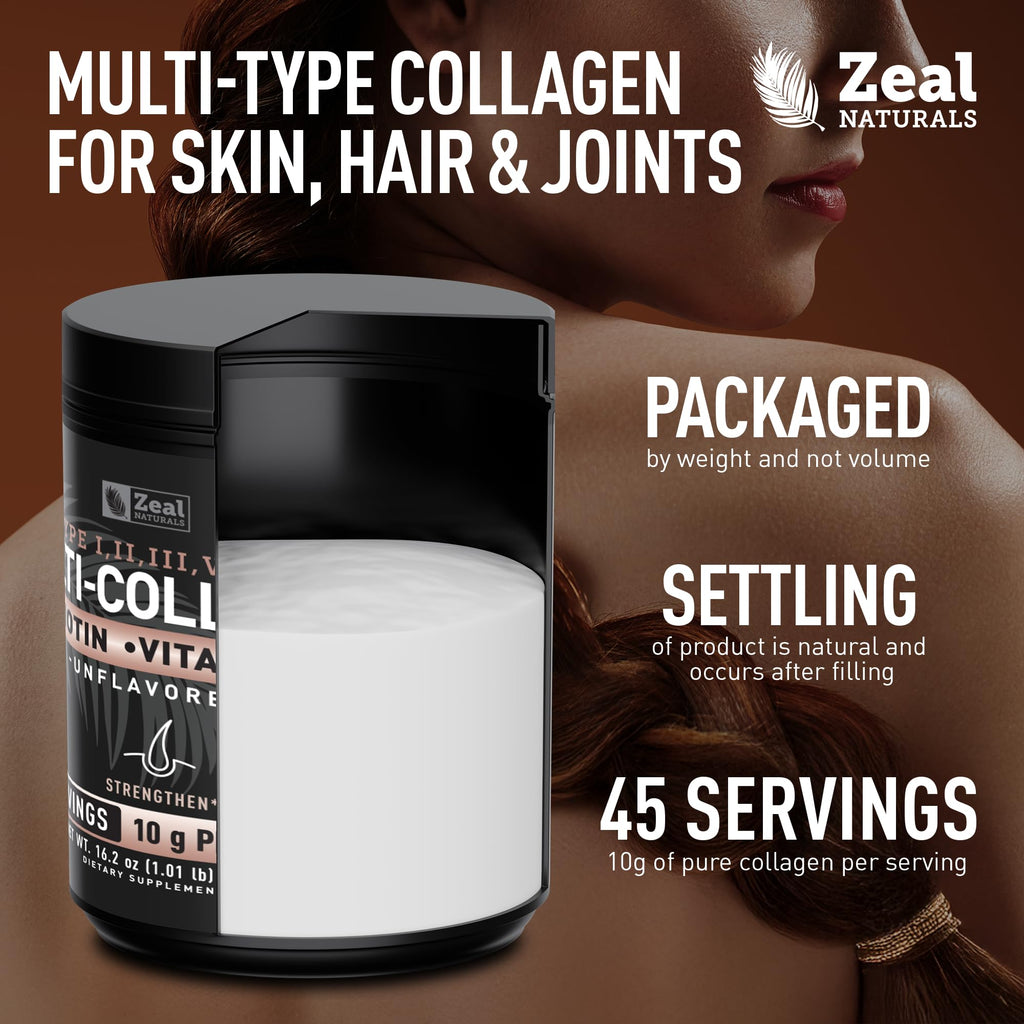 Multi Collagen Protein Peptides Powder Types I II III V X Unflavored 45 Servings S43580