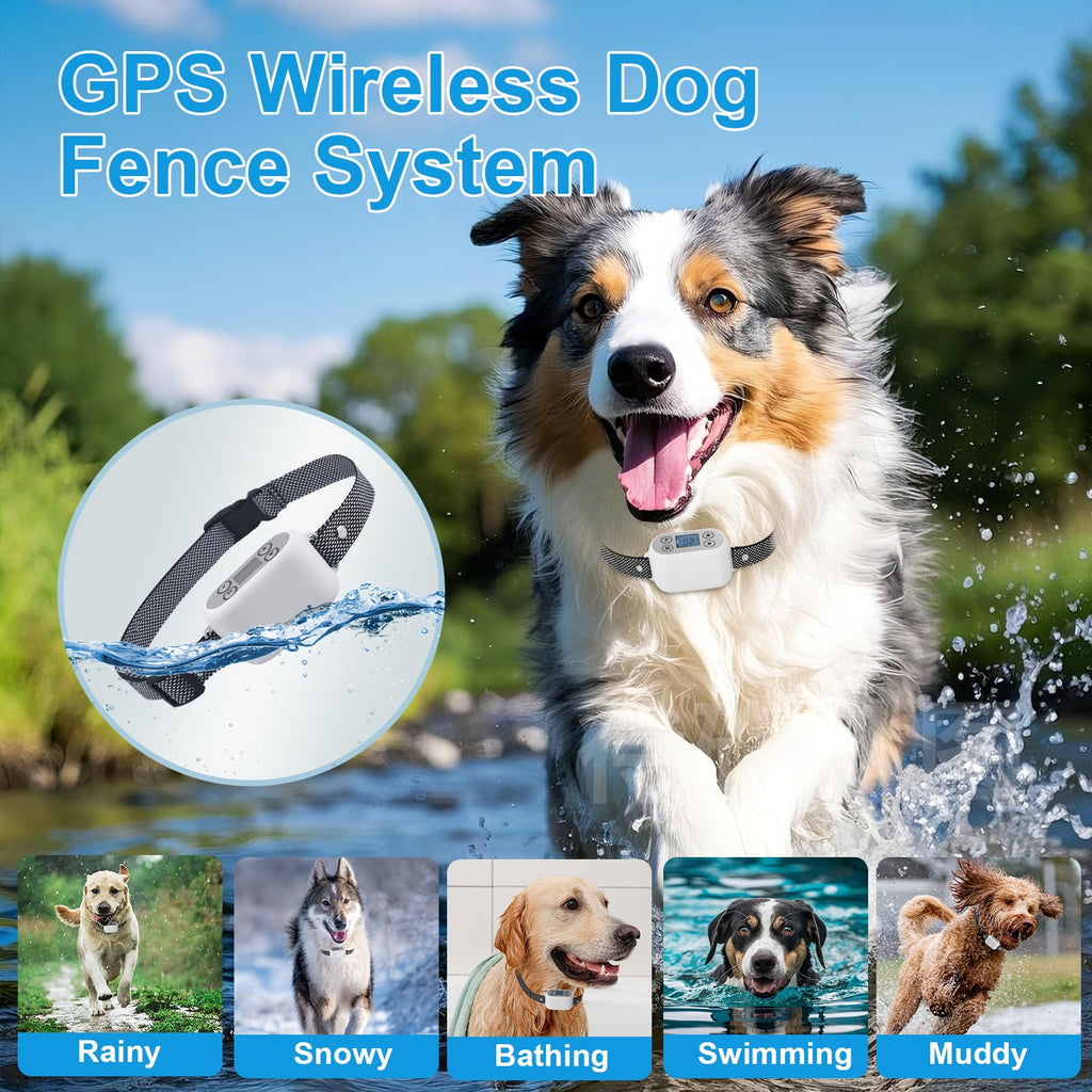 Wireless Dog Fence System with App Control, IPX7 Waterproof, up to 5 Dogs Z604