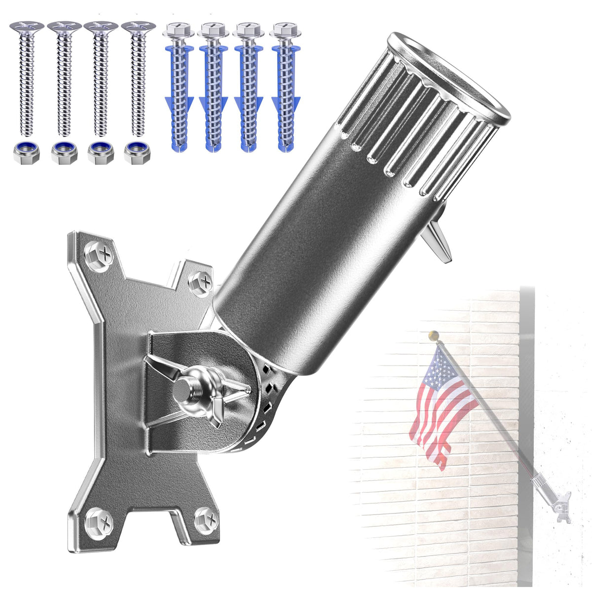 Flag Pole Holder, 316 Stainless Steel, 180° Adjustable M516200