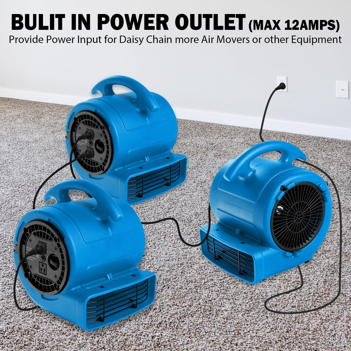 1/5hp 800cfm 3-Speed Air Mover Blower Fan with Dual Outlet A5744