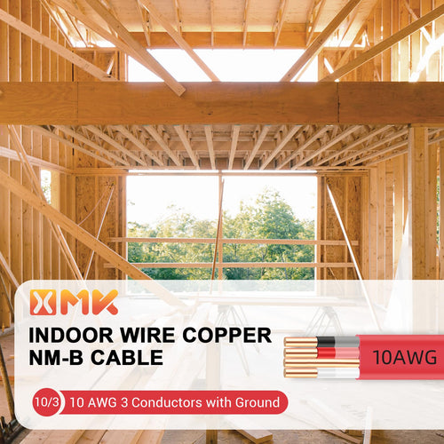 10 Gauge 3 Conductors Electrical Wire with Ground, 100ft A8234