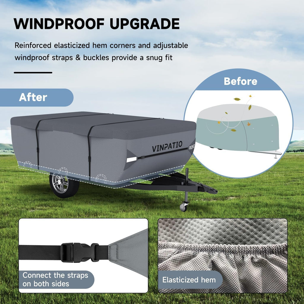 Waterproof Anti-UV Pop Up Camper Cover Fits 14'-16' Trailers D7679