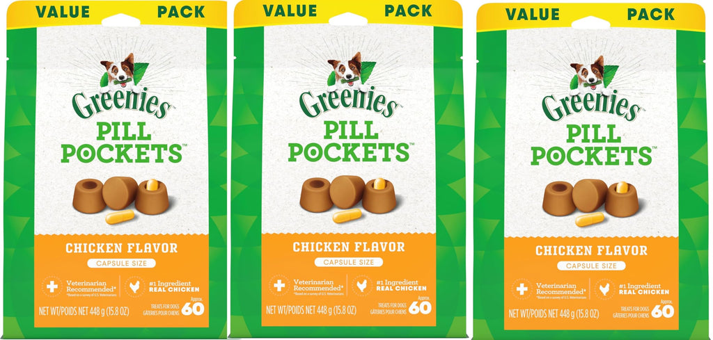 Chicken Flavor Capsule Treats for Dogs 15.8-Ounce 3 Pack V4014