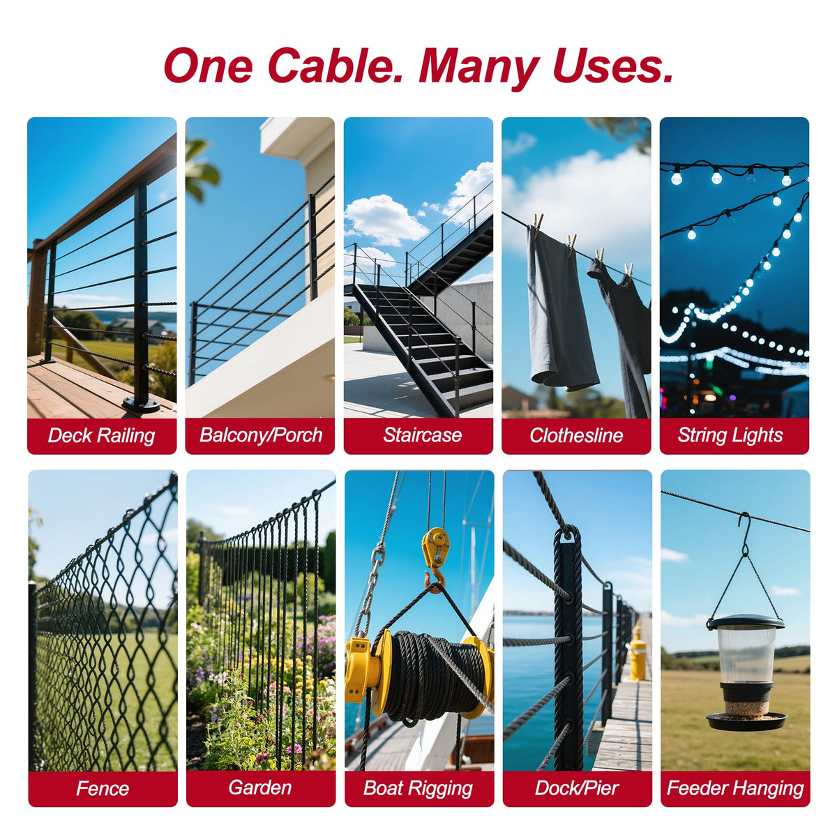 Black 1/8in T316 Stainless Steel Wire Rope E6175
