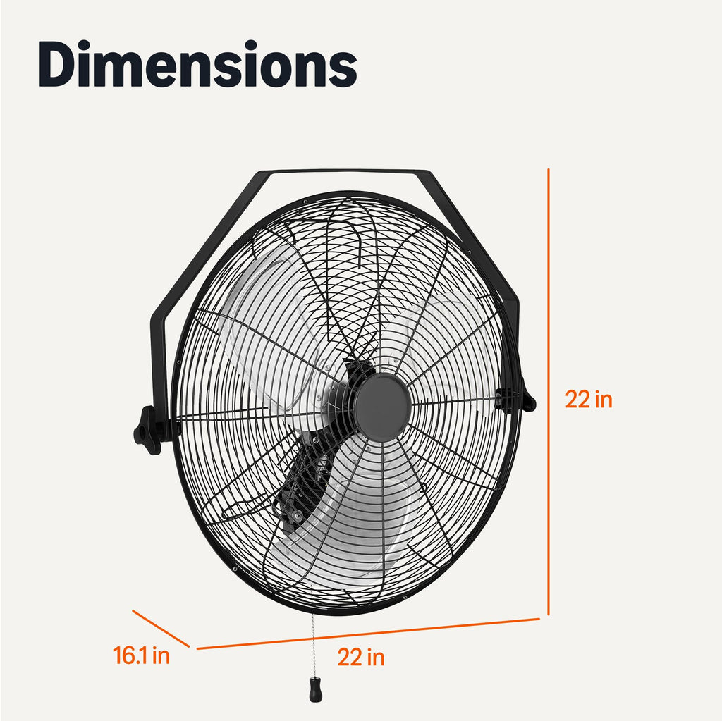 18" Indoor Wall-Mounted Industrial Fan with Three Speeds E33216