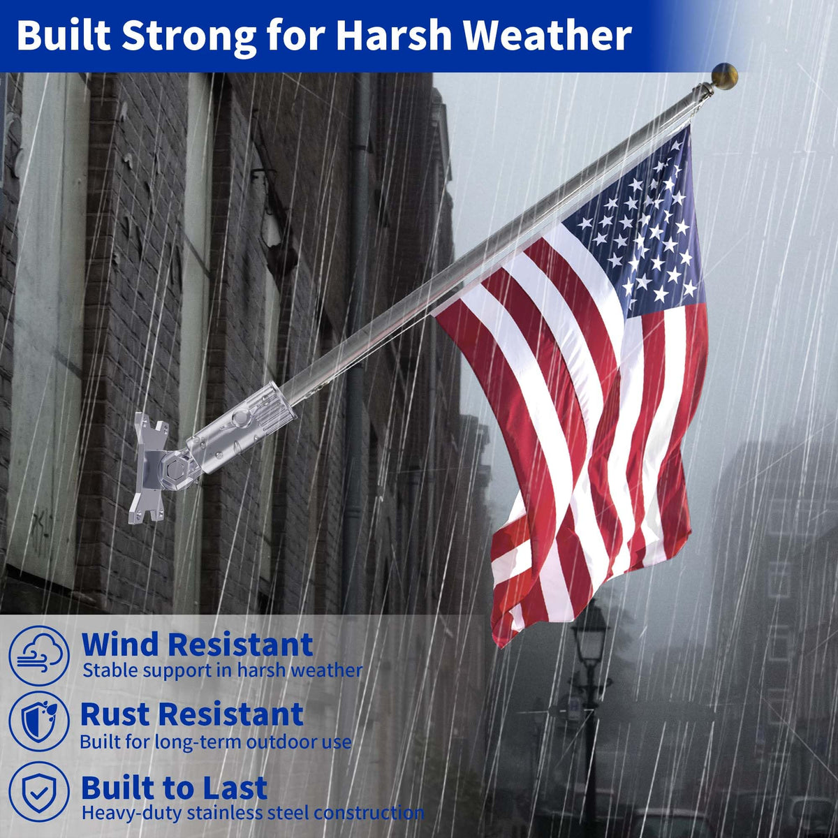 Flag Pole Holder, 316 Stainless Steel, 180° Adjustable M516200