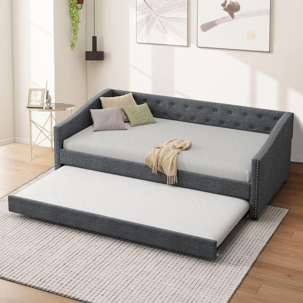 Twin Size Upholstered Daybed with Trundle I661420