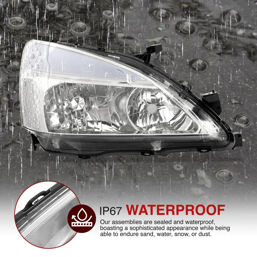 Chrome Housing Clear Lens LED Head Lights Turn Signal Lamps Assembly Pair U808