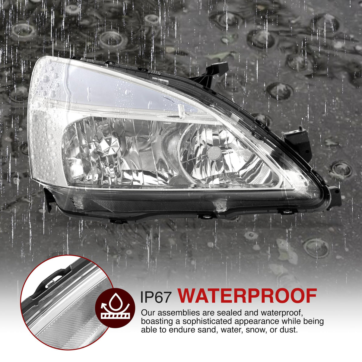Chrome Housing Clear Lens LED Head Lights Turn Signal Lamps Assembly Pair U808