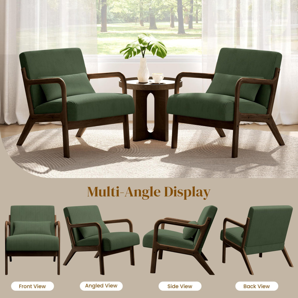 Dark Green Corduroy Accent Chair Set of 2 L87909